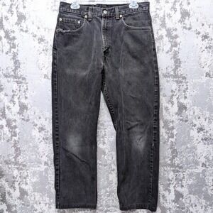 Vtg Fade Y2K Black Batwing Levis 505 Regular Fit Straight Leg Black Jeans 33x28